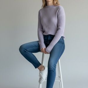 White House Black Market Lilac Ribbed Turtleneck Sweater